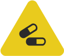 Icon showing two pills to control fever caused by chikungunya.
