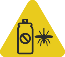 Chikungunya mosquito beside a bottle of repellent.
